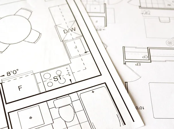 KBuild Contracts detailed architectural blueprint showcasing the initial design phase for interior space planning